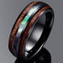 Men's 8mm Tungsten With Hawaiian Koa Wood & Abalone Shell Tri-Inlay Wedding Band